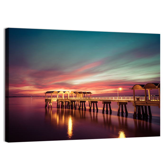 Jekyll Island Pier at Dusk Wall Art as a canvas print