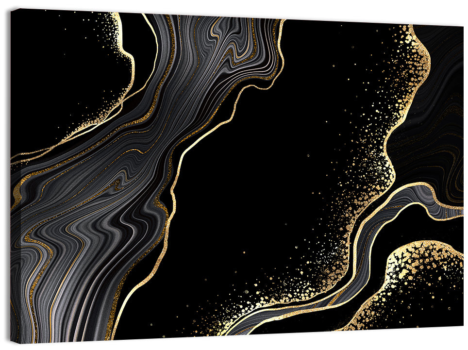 Black Marble with Gold Veins Wall Art, canvas print, landscape