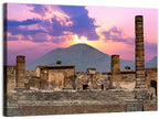 Pompeii Columns at Sunset, Mount Vesuvius Wall Art