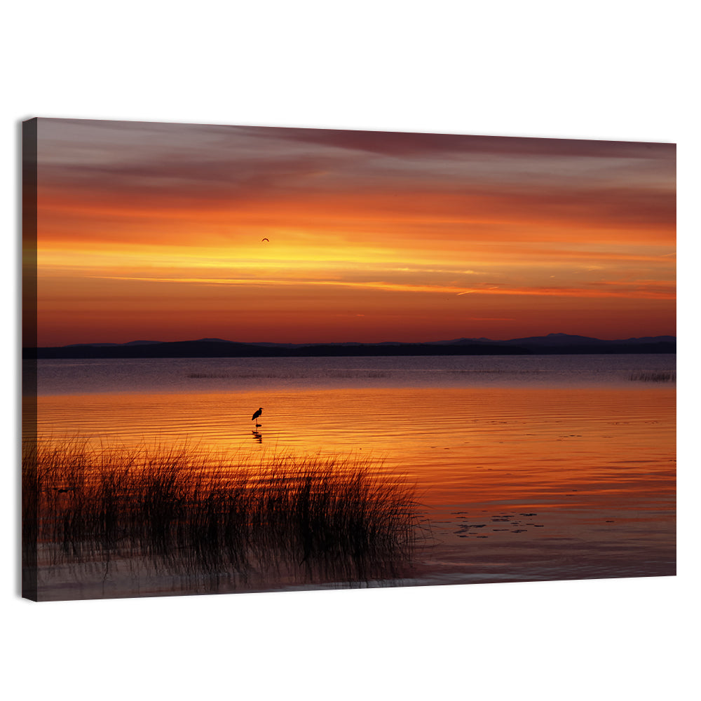 Lake Champlain Sunrise with Heron Wall Art, canvas print, landscape