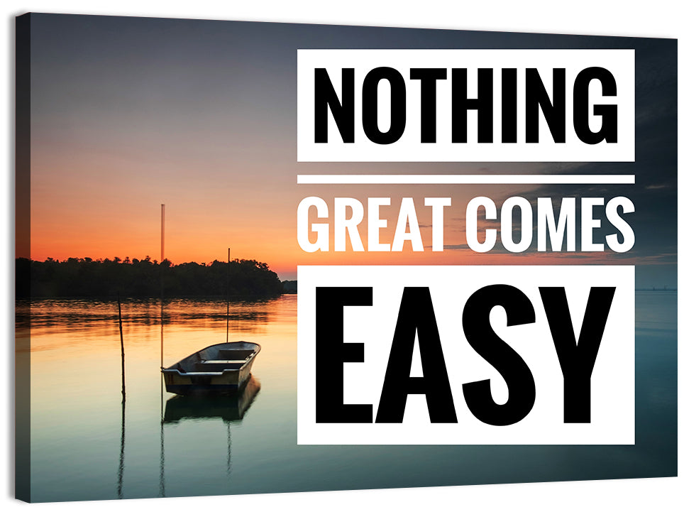 Nothing Great Comes Easy, Boat at Sunrise Wall Art, canvas print, landscape