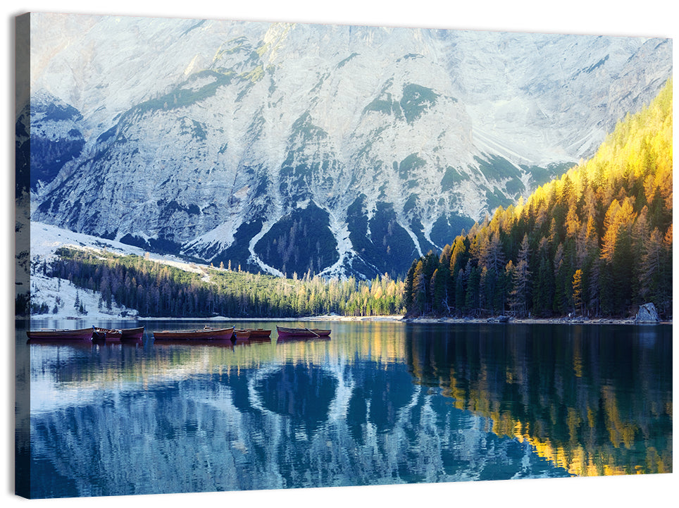 Lago Di Braies Reflection Wall Art, canvas print, landscape