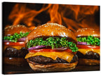 Three Flame Grilled Cheeseburgers Wall Art