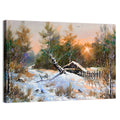 Winter Forest Path with Cabin Wall Art