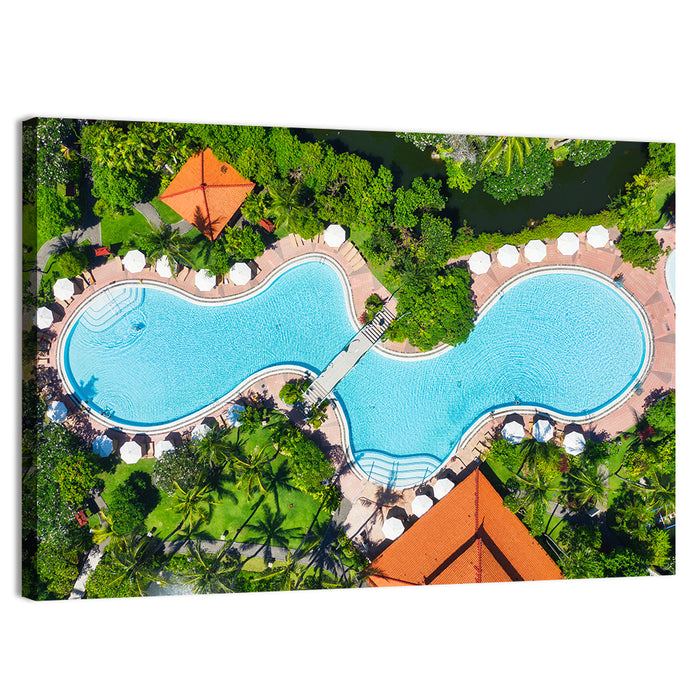 Aerial Figure Eight Resort Pool Wall Art as a canvas print