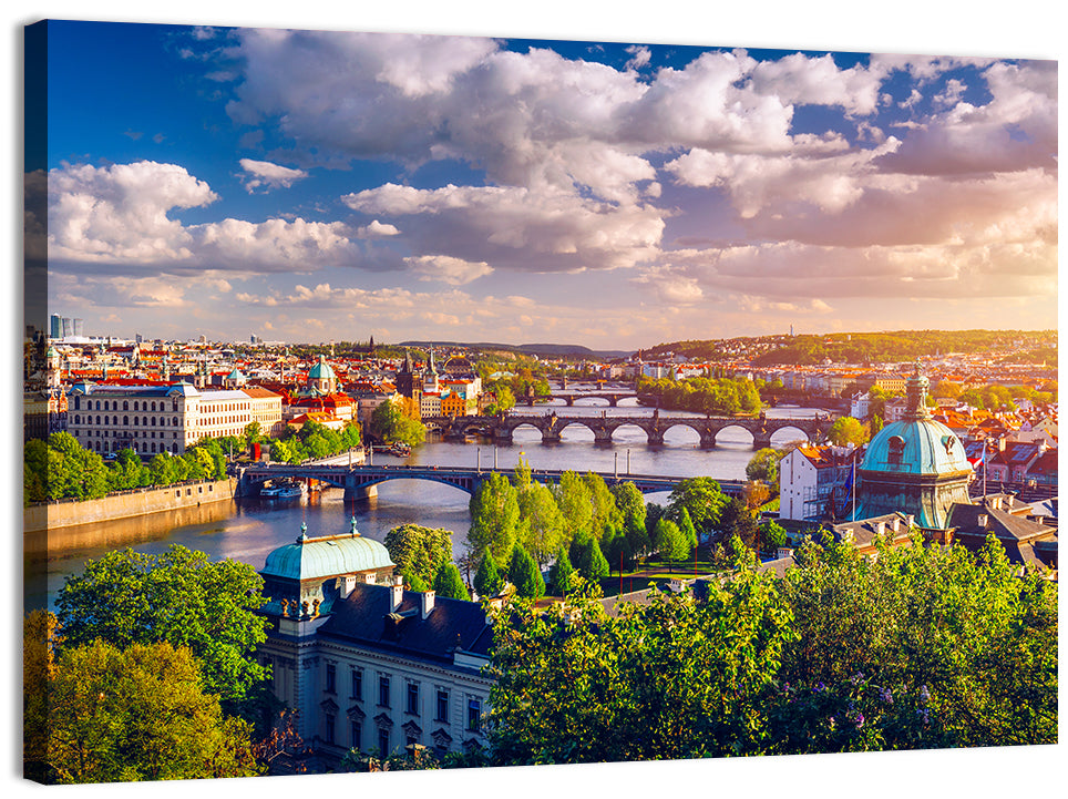 Prague Golden Hour Over Charles Bridge Wall Art
