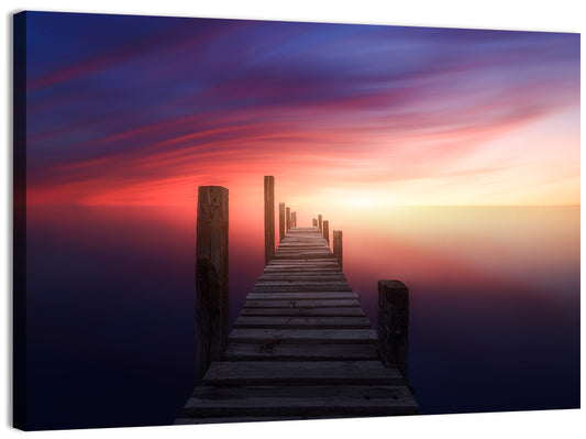 Wooden Dock Sunset Wall Art