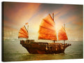 Red Sailed Junk at Victoria Harbour Wall Art