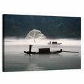 Misty Lake Fisherman Wall Art