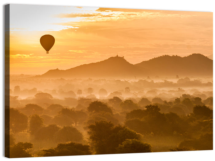 Hot Air Balloon Over Old Bagan Wall Art as a canvas print