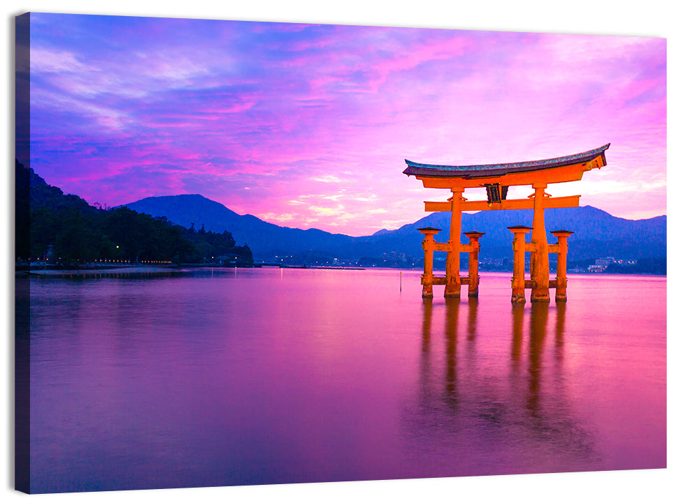 Miyajima Torii at Sunset Wall Art, canvas print, landscape