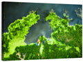 Green Algae Lake with Boats Wall Art