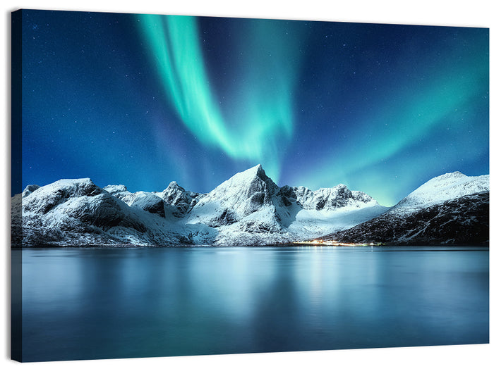 Lofoten Aurora Reflection Wall Art as a canvas print