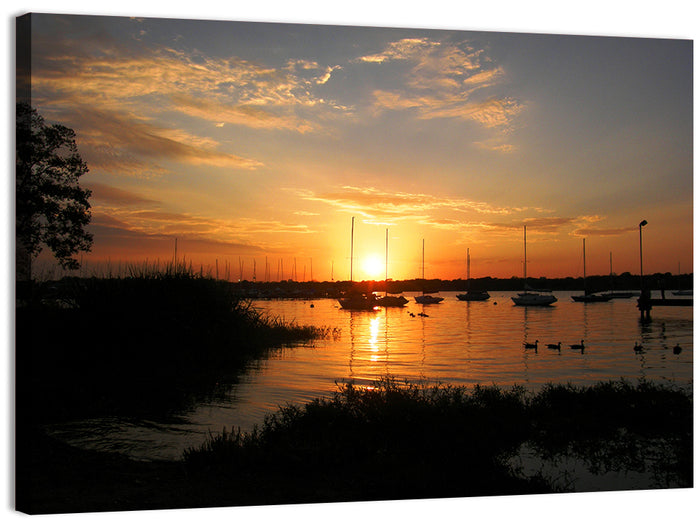 White Rock Lake Sunset Wall Art as a canvas print