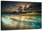 Shoreline Sunset with Boat Silhouette Wall Art