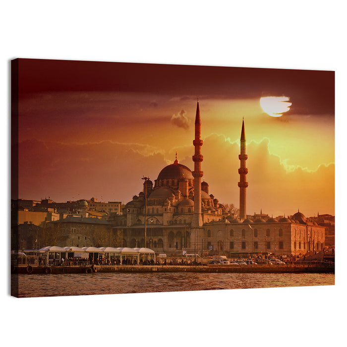 Yeni Cami Golden Hour Wall Art as a canvas print