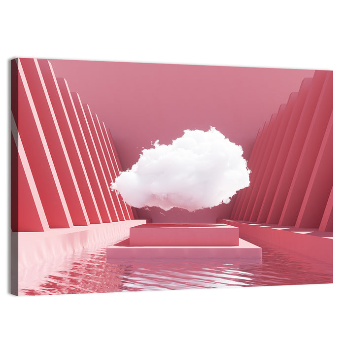 Pink Cloud Over Pool Wall Art as a canvas print