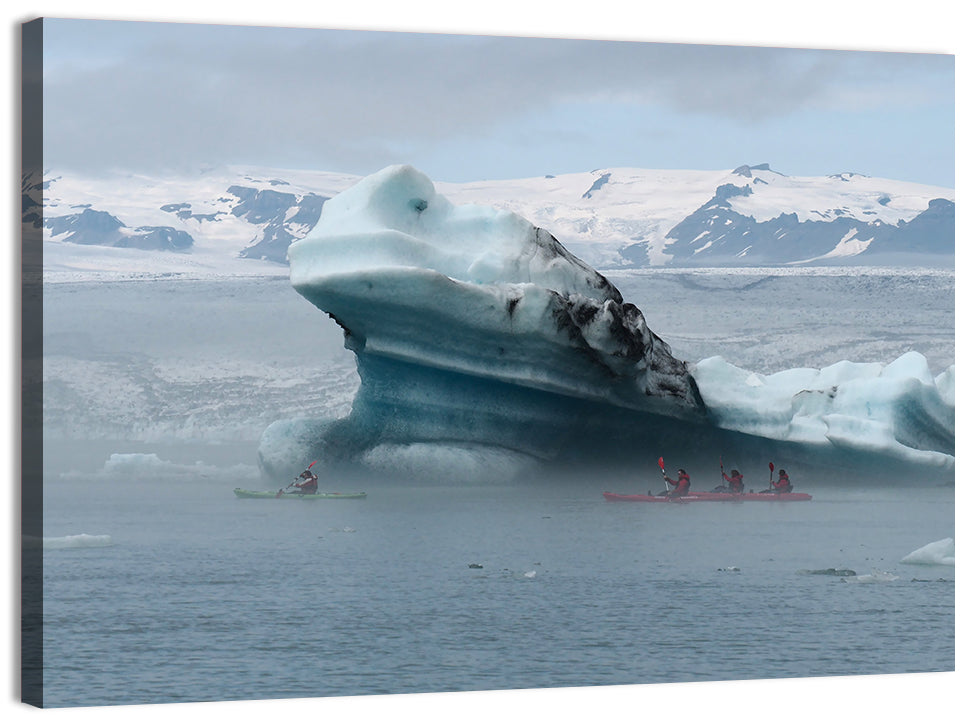 Jökulsárlón Iceberg with Kayakers Wall Art