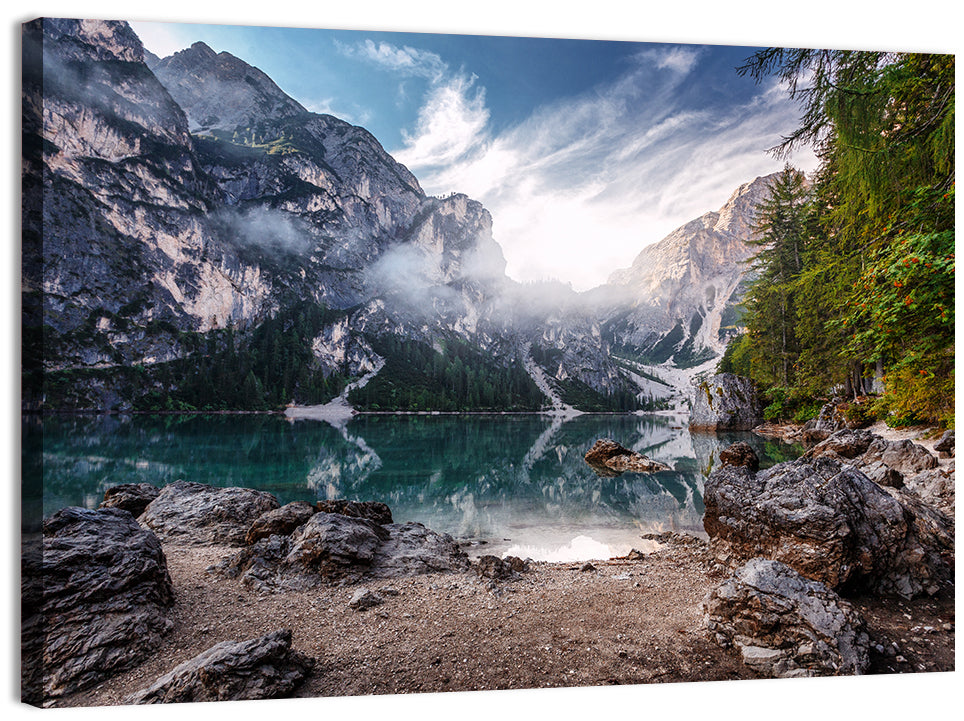 Lago Di Braies Reflection Wall Art, canvas print, landscape