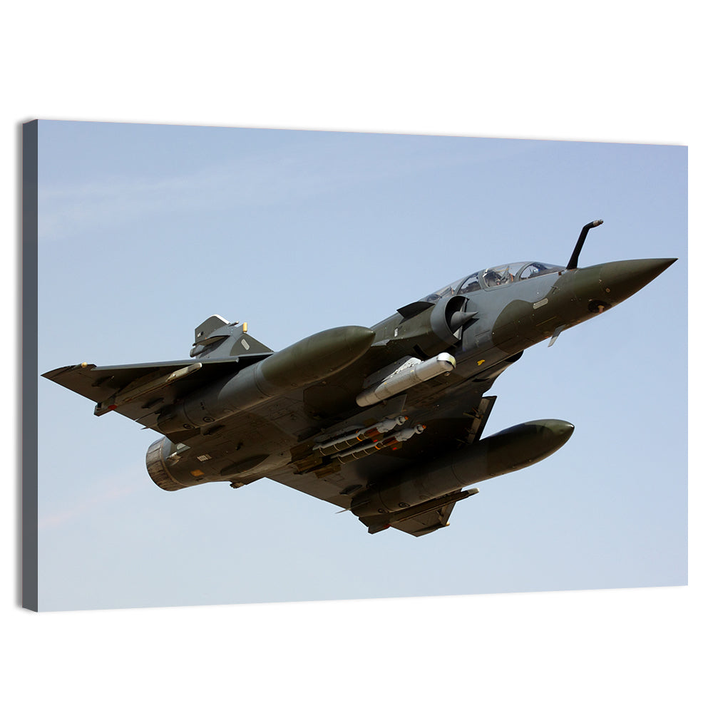 Camouflaged Fighter Jet in Flight Wall Art
