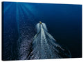 Aerial Boat Over Deep Blue Water Wall Art
