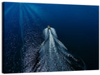 Aerial Boat Over Deep Blue Water Wall Art