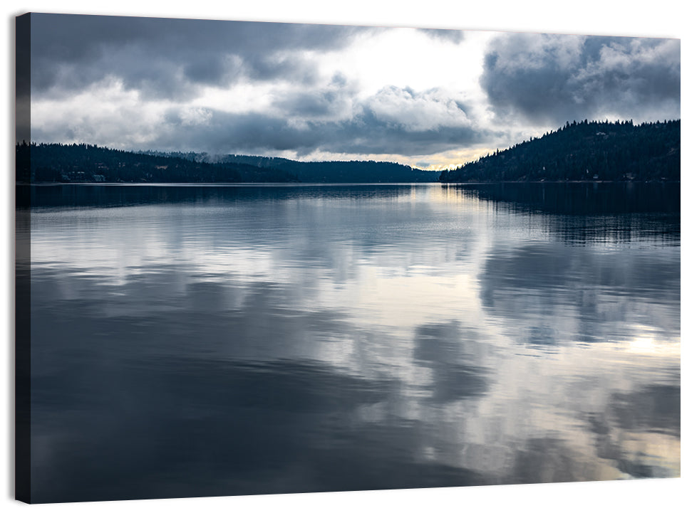 Coeur D'alene Lake Reflection Wall Art, canvas print, landscape