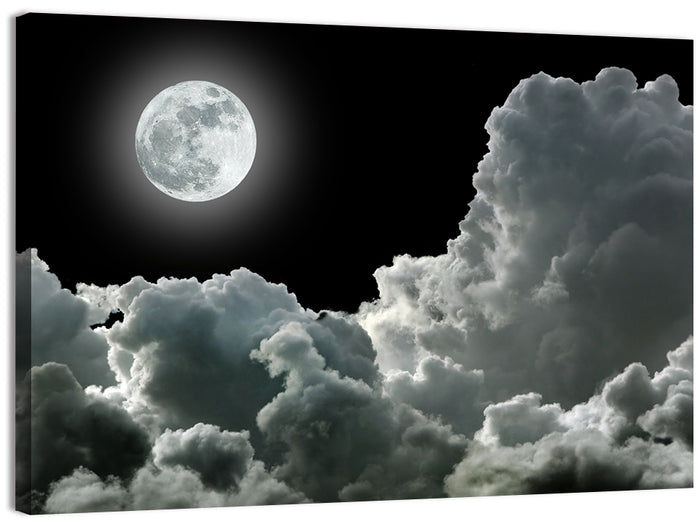 Cloudy Moonlight Wall Art as a canvas print