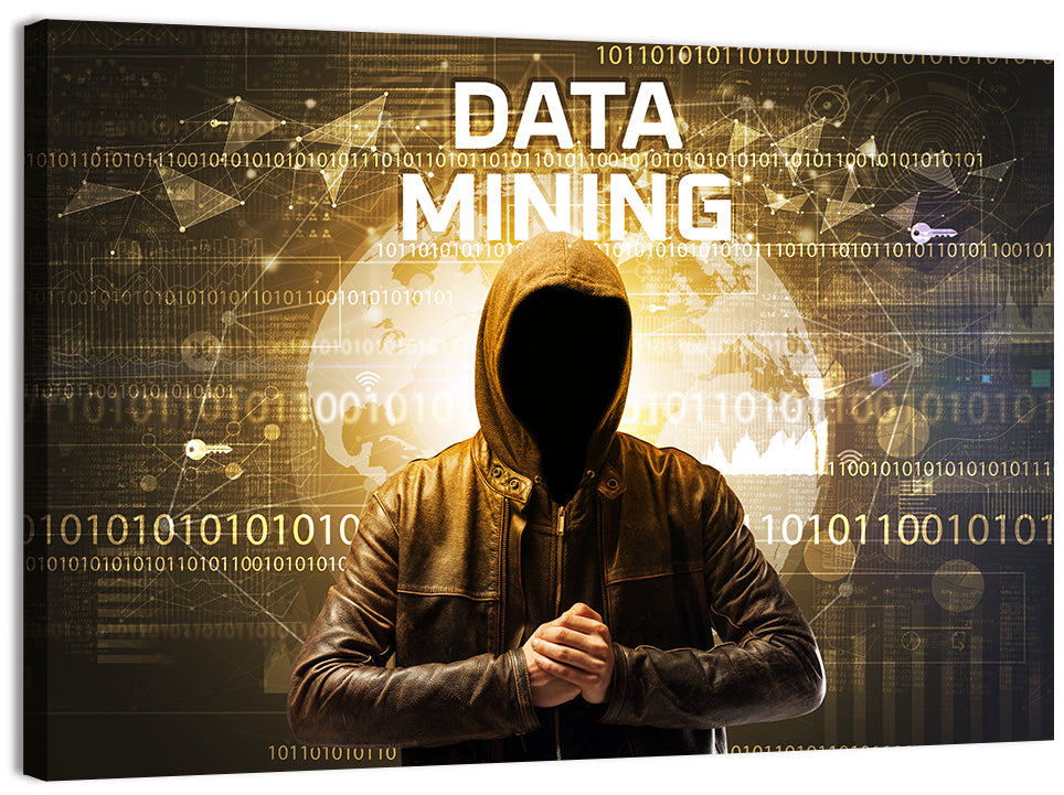 Hooded Hacker Data Mining Concept Wall Art