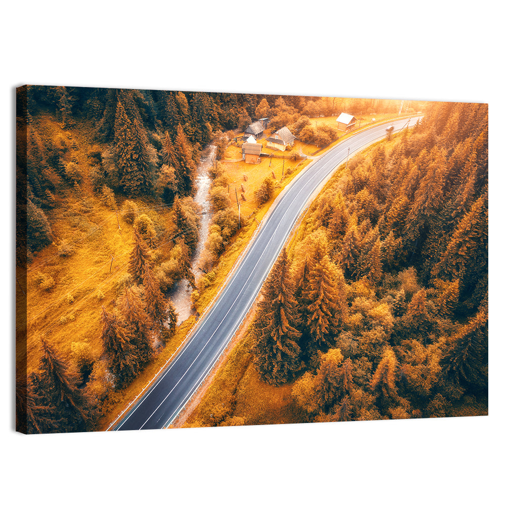 Carpathian Autumn Road Wall Art, canvas print, landscape