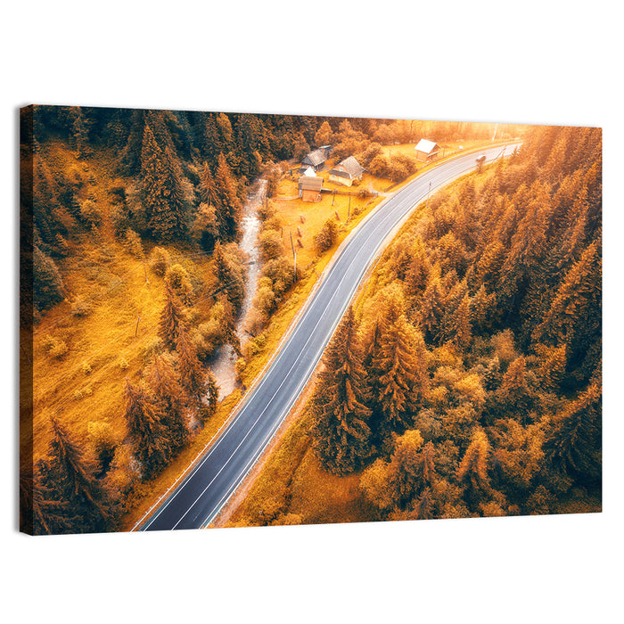 Carpathian Autumn Road Wall Art as a canvas print