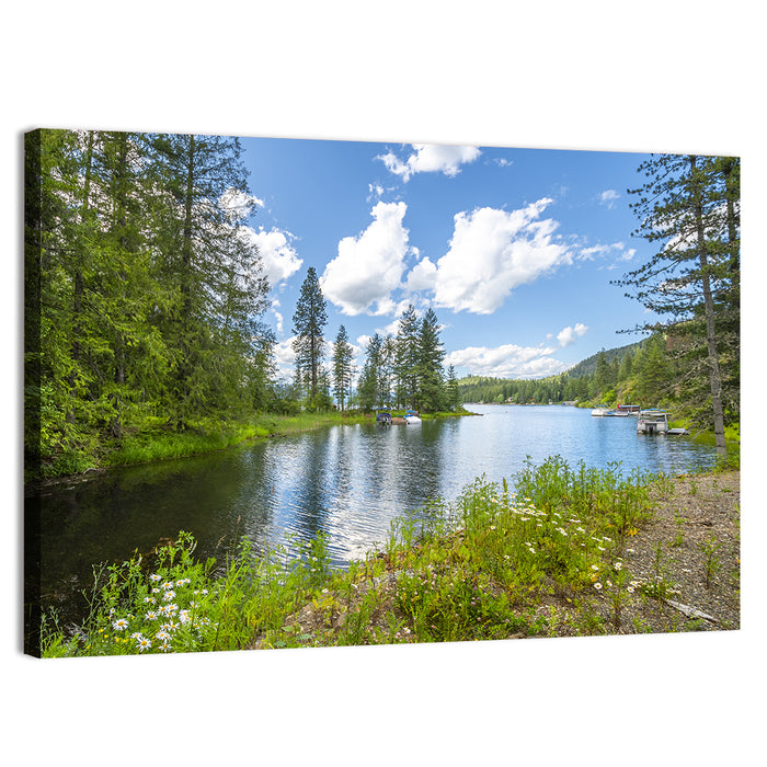 Lake Pend Oreille Wildflower View Wall Art as a canvas print