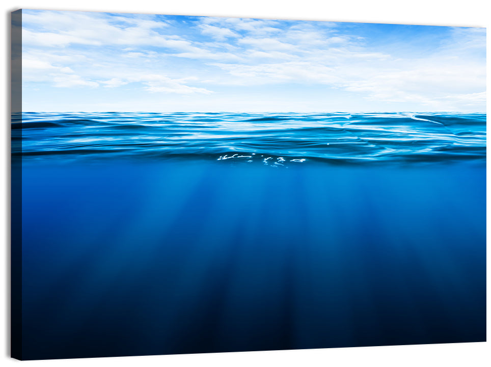 Split-level Ocean Sunlight Wall Art, canvas print, landscape