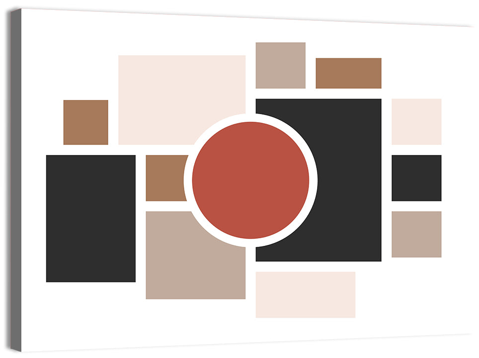 Terracotta Geometric Circle Composition Wall Art, canvas print, landscape