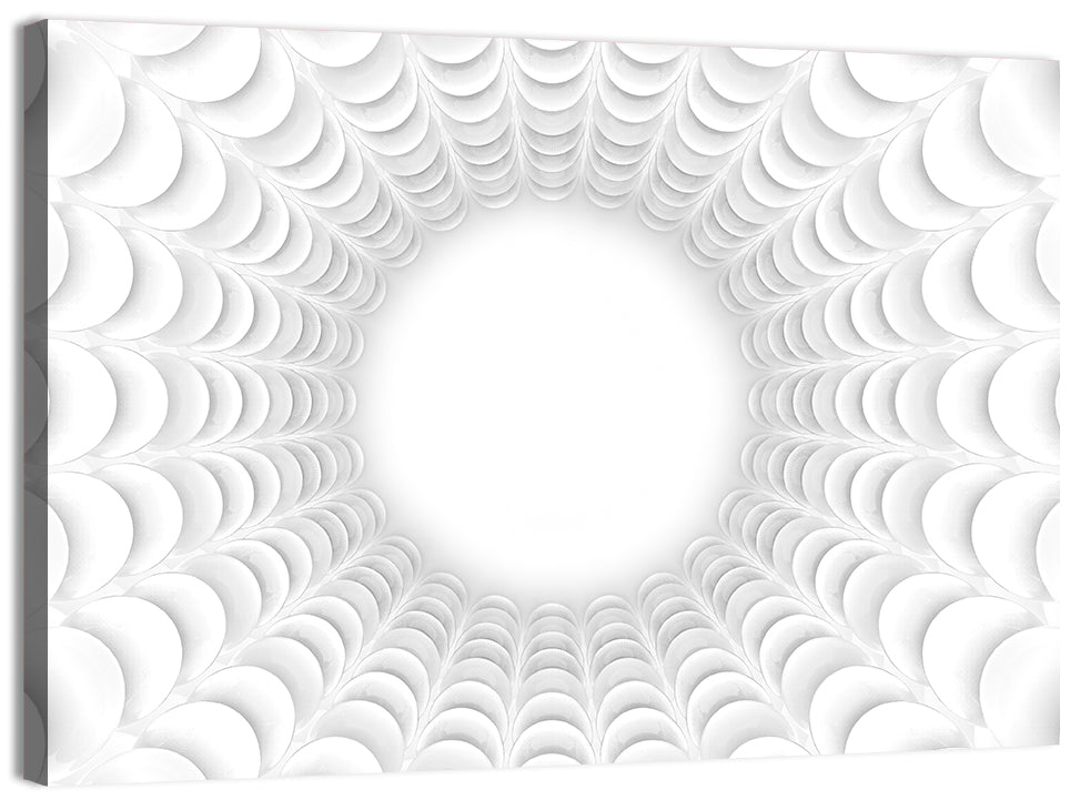 White Bubble Sphere Tunnel Wall Art, canvas print, landscape