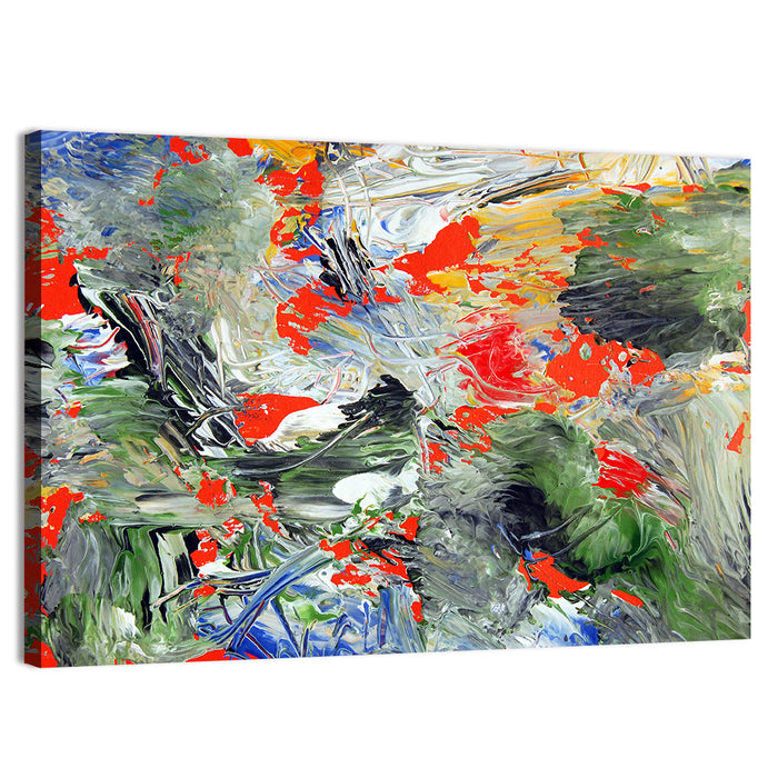 Melting Green Impasto Abstract Wall Art as a canvas print