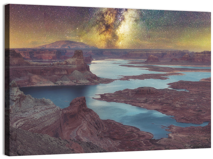Milky Way Over Lake Powell Wall Art as a canvas print