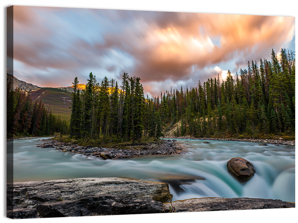 Sunwapta Falls River View Wall Art, canvas print, landscape