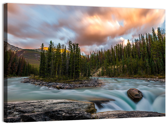 Sunwapta Falls River View Wall Art as a canvas print