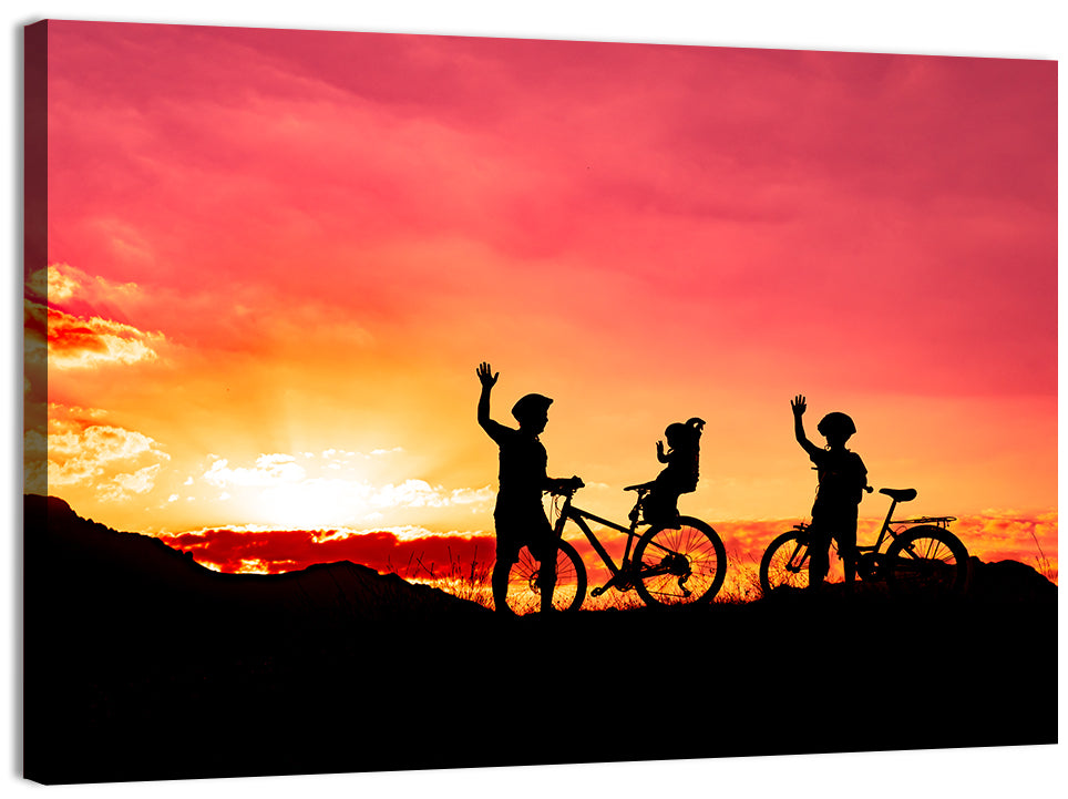 Family Ride at Sunset Wall Art