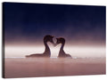 Crested Grebes in Morning Mist Wall Art