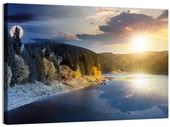 Autumn Mountain Lake Wall Art as a canvas print