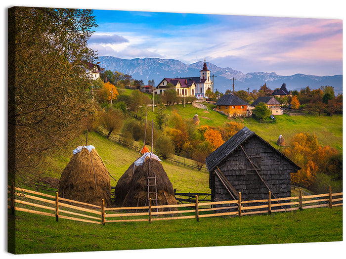 Romanian Autumn Countryside Wall Art as a canvas print