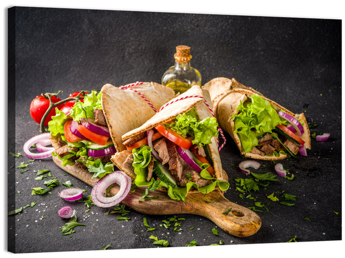 Turkish Shawarma Wraps Wall Art as a canvas print