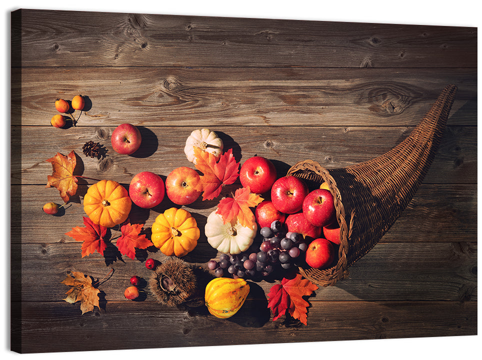 Thanksgiving Cornucopia Still Life Wall Art, canvas print, landscape