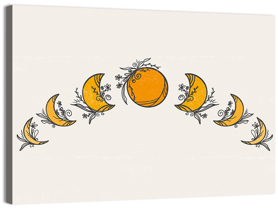 Lunar Phases Floral Arc Wall Art, canvas print, landscape
