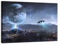 Alien Planet Cityscape with Spaceships Wall Art
