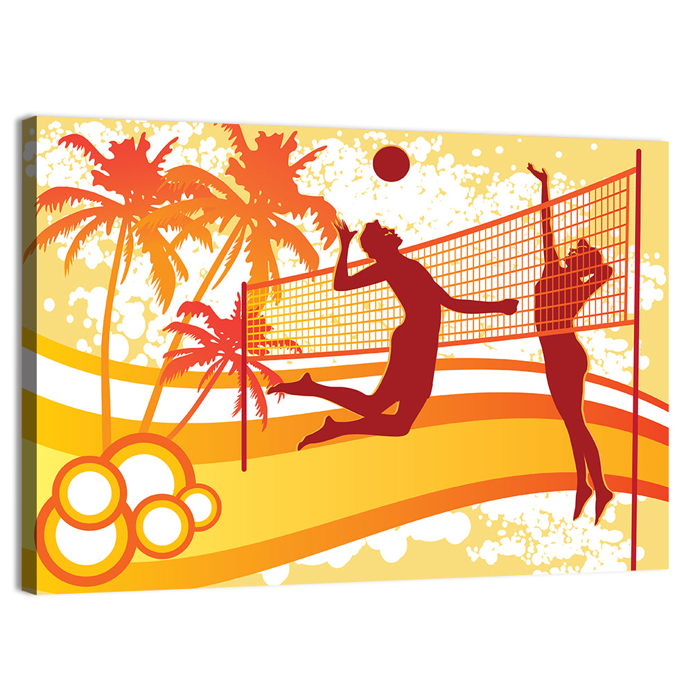 Beach Volleyball Silhouette Wall Art