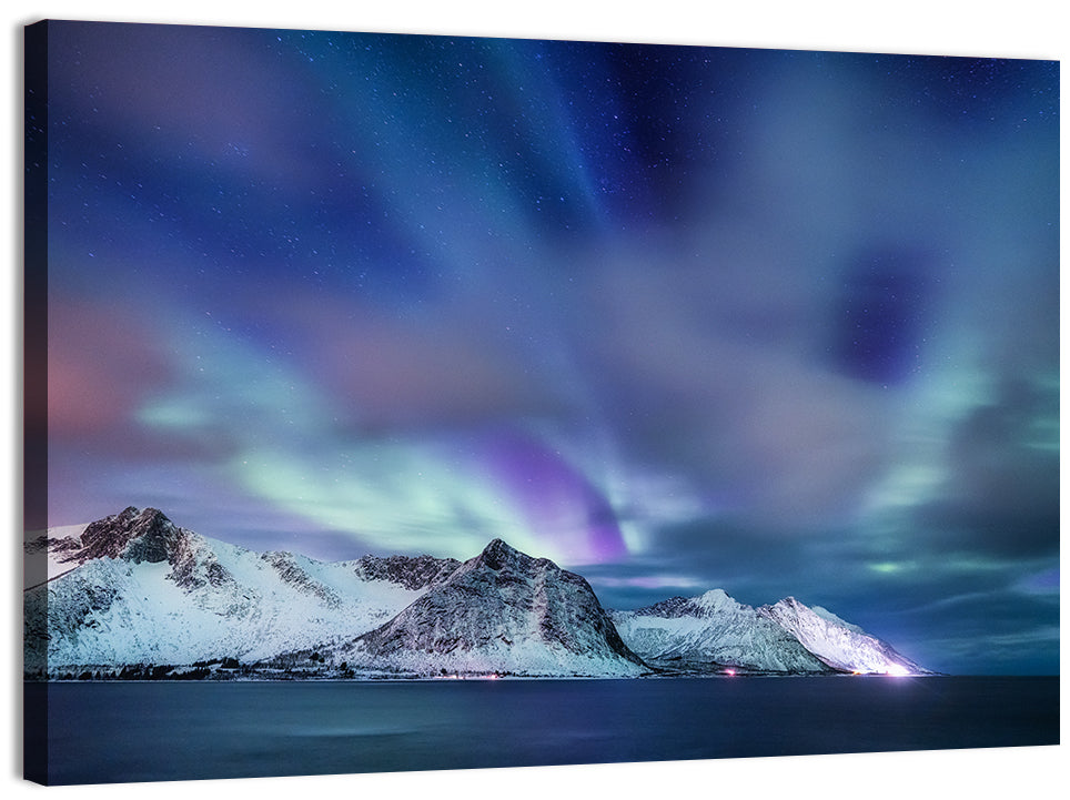 Northern Lights Over Norway Wall Art, canvas print, landscape