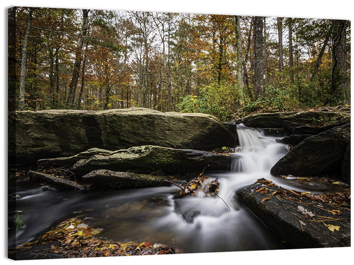 Cheaha Falls Autumn Waterfall Wall Art as a canvas print